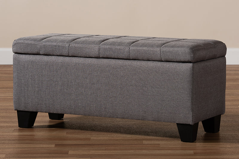 Radley Modern and Contemporary Gray Fabric Upholstered Storage Ottoman
