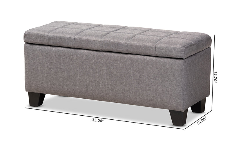 Radley Modern and Contemporary Gray Fabric Upholstered Storage Ottoman