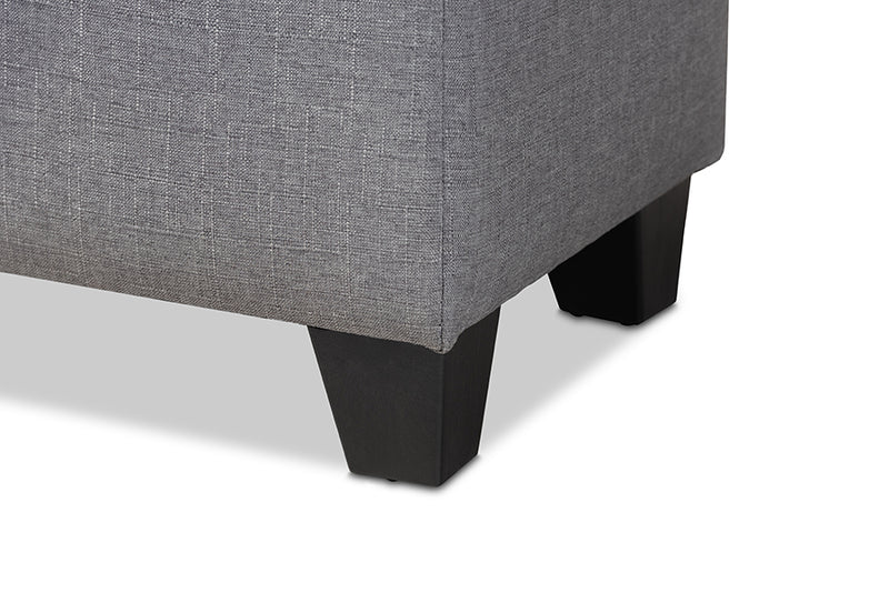 Radley Modern and Contemporary Gray Fabric Upholstered Storage Ottoman