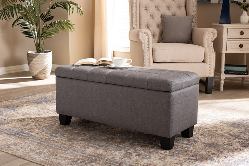 Radley Modern and Contemporary Gray Fabric Upholstered Storage Ottoman