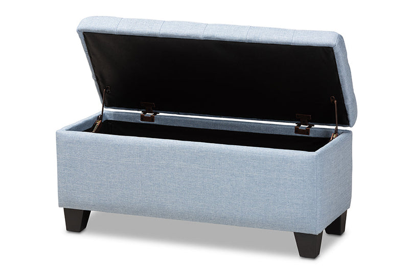 Radley Light Blue Fabric Upholstered Storage Ottoman Baxton