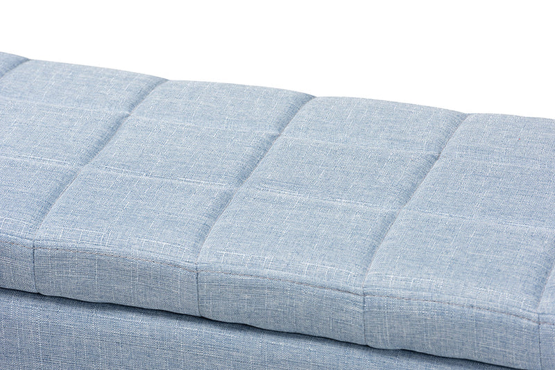 Radley Light Blue Fabric Upholstered Storage Ottoman Baxton