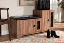 Halstein Dark Brown Faux Leather Upholstered 2-Door Wood Shoe Storage Bench Baxton