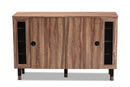 Halstein 2-Door Wood Entryway Shoe Storage Cabinet w/Screen Inserts Baxton