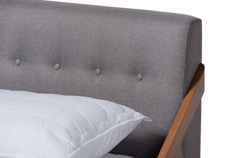 Tilde Gray Fabric Upholstered Wood King Size Platform Bed Baxton