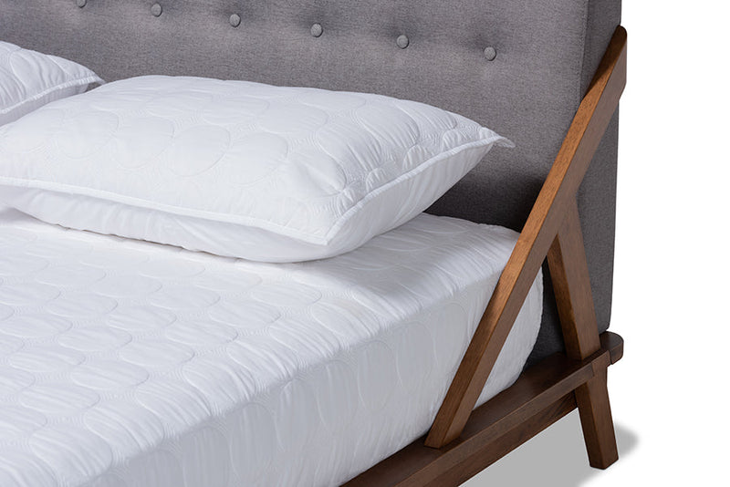 Tilde Gray Fabric Upholstered Wood King Size Platform Bed Baxton