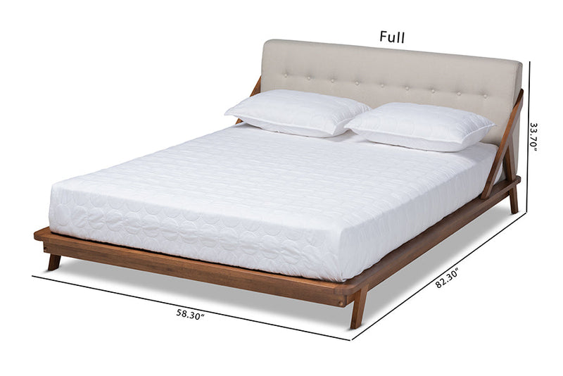Tilde Light Beige Fabric Upholstered Wood King Size Platform Bed Baxton