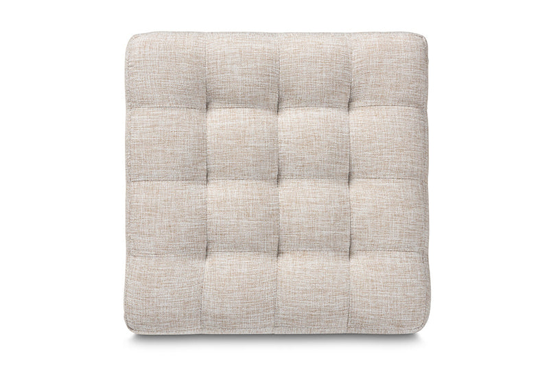 Sonore Beige Fabric Upholstered Tufted Cube Ottoman Set of 2 Baxton