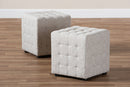 Sonore Beige Fabric Upholstered Tufted Cube Ottoman Set of 2 Baxton