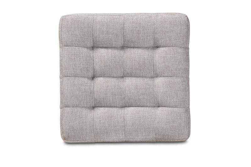 Sonore Greyish Beige Fabric Upholstered Tufted Cube Ottoman Set of 2 Baxton