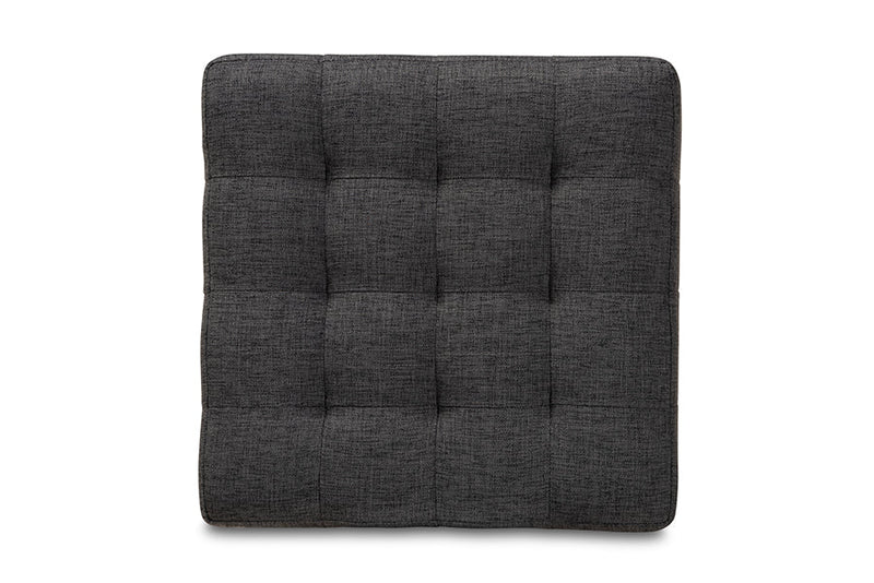 Sonore Dark Gray Fabric Upholstered Tufted Cube Ottoman Set of 2 Baxton