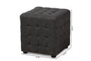 Sonore Dark Gray Fabric Upholstered Tufted Cube Ottoman Set of 2 Baxton
