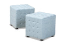 Sonore Light Blue Fabric Upholstered Tufted Cube Ottoman Set of 2 Baxton