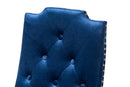Newcastle Navy Blue Velvet Fabric Button Tufted Wood Dining Chair Set of 2 Baxton