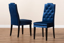 Newcastle Navy Blue Velvet Fabric Button Tufted Wood Dining Chair Set of 2 Baxton