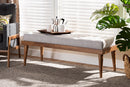 Florica Greyish Beige Fabric Upholstered and Button Tufted Wood Bench Baxton