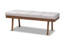 Nexus Grayish Beige Fabric Upholstered Wood Bench Baxton