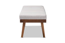 Nexus Grayish Beige Fabric Upholstered Wood Bench Baxton