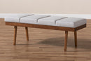 Nexus Grayish Beige Fabric Upholstered Wood Bench Baxton