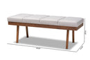 Nexus Grayish Beige Fabric Upholstered Wood Bench Baxton