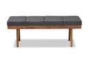 Nexus Charcoal Fabric Upholstered Wood Bench Baxton