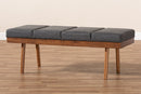 Nexus Charcoal Fabric Upholstered Wood Bench Baxton