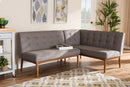 Mabel Gray Fabric Upholstered 2Pc Wood Dining Nook Banquette Set Baxton