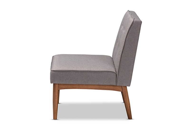 Mabel Mid-Century Modern Gray Fabric Upholstered Wood Dining Chair