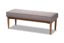 Mabel Gray Fabric Upholstered Wood Dining Bench Baxton