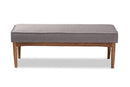 Mabel Gray Fabric Upholstered Wood Dining Bench Baxton