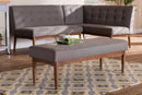 Mabel Gray Fabric Upholstered Wood Dining Bench Baxton