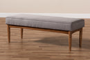 Mabel Gray Fabric Upholstered Wood Dining Bench Baxton