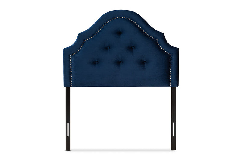 Halen Royal Blue Velvet Fabric Upholstered Twin Size Headboard Baxton