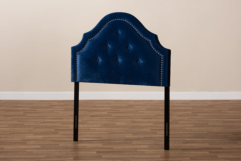 Halen Royal Blue Velvet Fabric Upholstered Twin Size Headboard Baxton