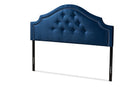Halen Royal Blue Velvet Fabric Upholstered Queen Size Headboard Baxton
