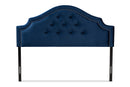 Halen Royal Blue Velvet Fabric Upholstered Queen Size Headboard Baxton