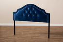 Halen Royal Blue Velvet Fabric Upholstered Queen Size Headboard Baxton