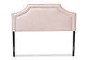 Aimi Light Pink Velvet Fabric Upholstered Queen Size Headboard Baxton