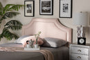 Aimi Light Pink Velvet Fabric Upholstered Queen Size Headboard Baxton