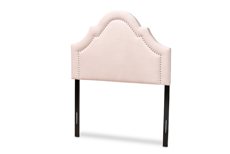 Morigan Modern and Contemporary Light Pink Velvet Fabric Upholstered Twin Size Headboard