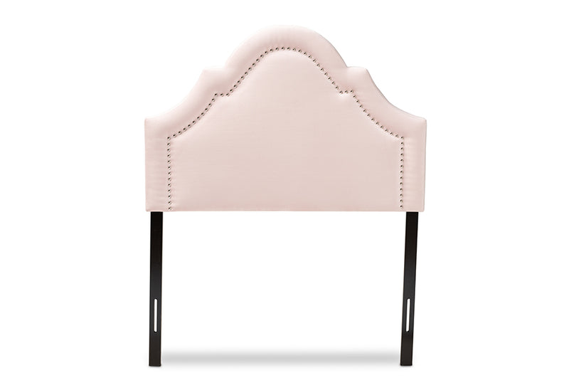 Morigan Modern and Contemporary Light Pink Velvet Fabric Upholstered Twin Size Headboard