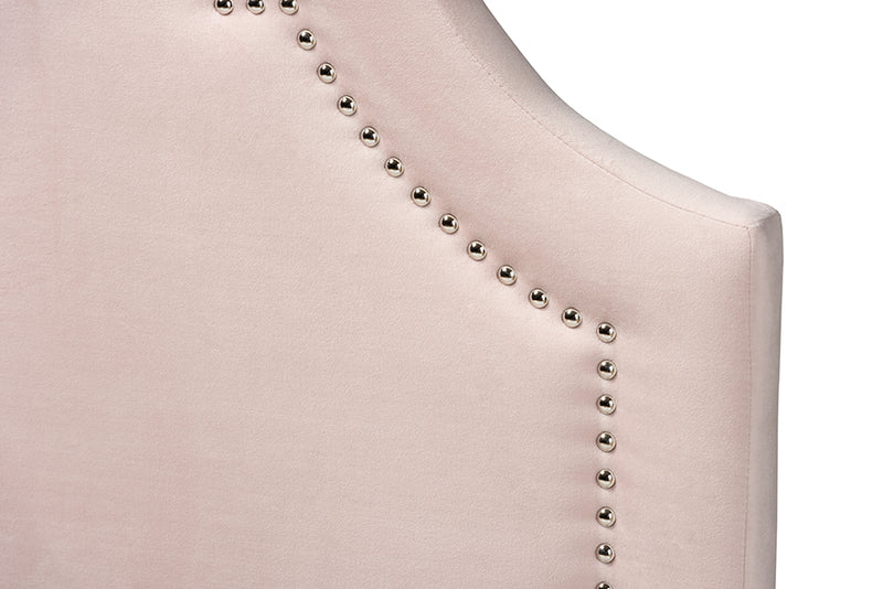 Morigan Modern and Contemporary Light Pink Velvet Fabric Upholstered Twin Size Headboard