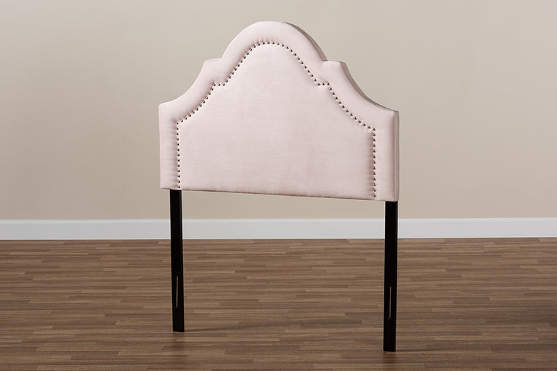 Morigan Modern and Contemporary Light Pink Velvet Fabric Upholstered Twin Size Headboard
