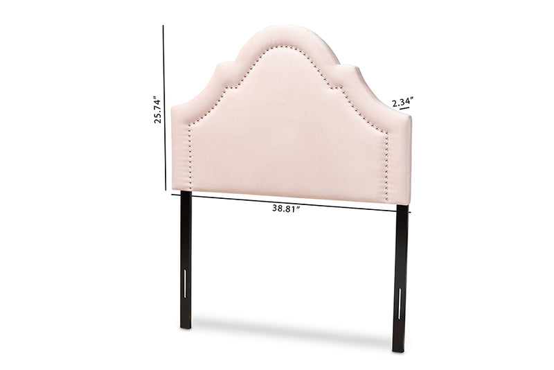Morigan Modern and Contemporary Light Pink Velvet Fabric Upholstered Twin Size Headboard