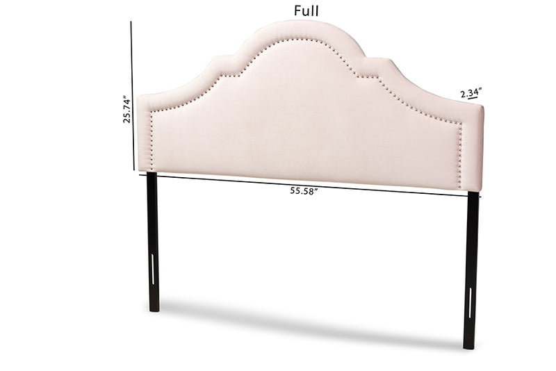 Morigan Modern and Contemporary Light Pink Velvet Fabric Upholstered Queen Size Headboard