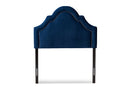 Morigan Navy Blue Velvet Fabric Upholstered Twin Size Headboard Baxton