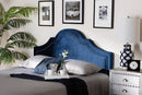 Morigan Navy Blue Velvet Fabric Upholstered Queen Size Headboard Baxton