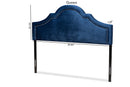 Morigan Navy Blue Velvet Fabric Upholstered Full Size Headboard Baxton