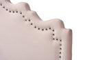 Carlyn Light Pink Velvet Fabric Upholstered Twin Size Headboard Baxton