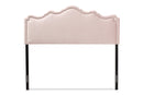 Carlyn Light Pink Velvet Fabric Upholstered Queen Size Headboard Baxton